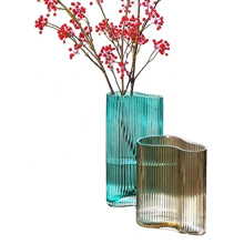 Vertical Pattern hydroponic Decorative Glass Vase